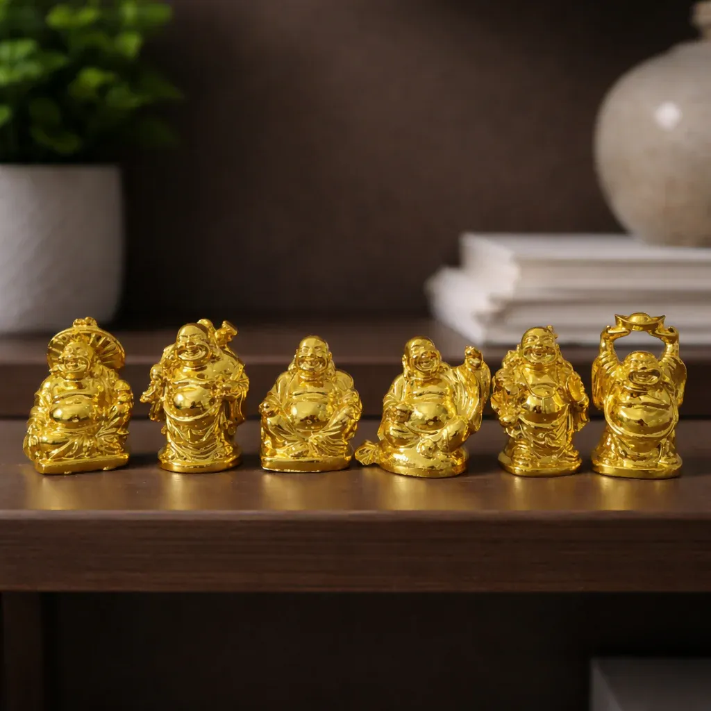 Premium Laughing Buddha Idol Set of 6 for Home & Office Decor - Buy Online at Alikart