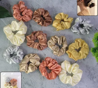 Premium Satin Hair Scrunchies 12 Pc – Gentle Elastic Hair Ties