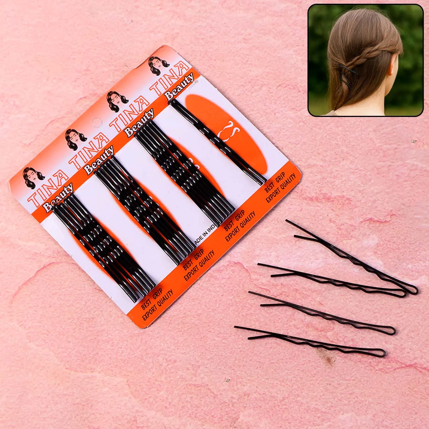 Premium Big Black Hair Bobby Pins – Strong Non-Slip Grip Set of 24 - Buy Online at Alikart