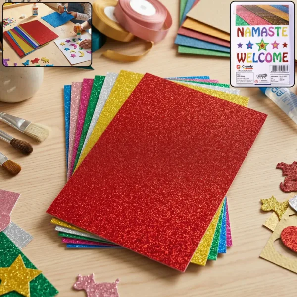 Multicolor Glitter Foam Craft Sheets Set for DIY Art, Decoration & School Projects