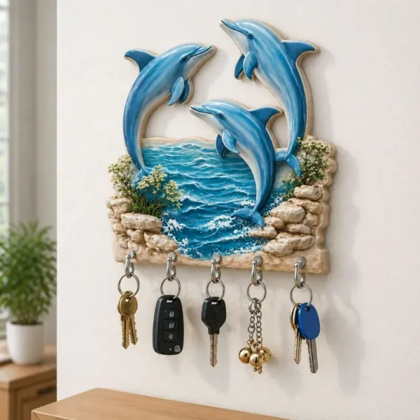Dolphin Wall Key Holder – Stylish Coastal Home Decor