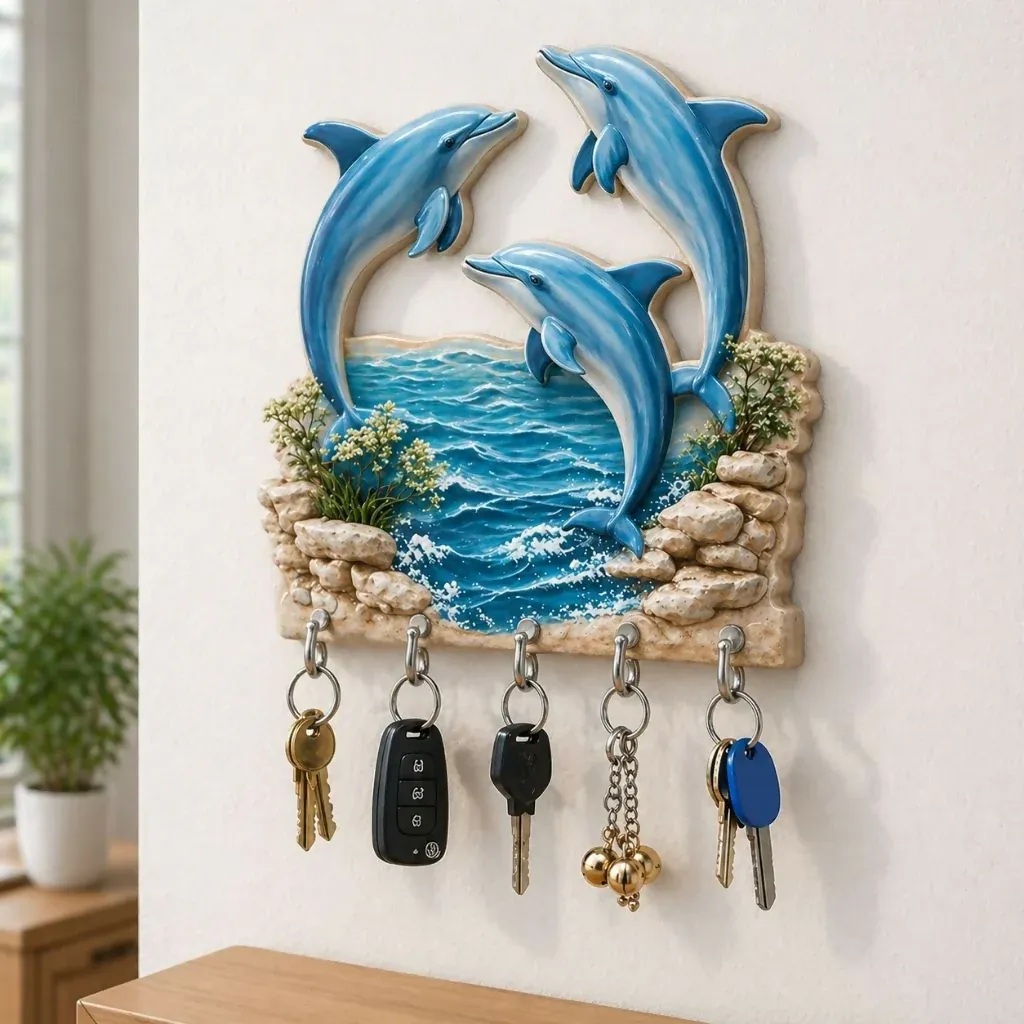 Premium Dolphin Wall Key Holder – Stylish Coastal Home Decor - Buy Online at Alikart