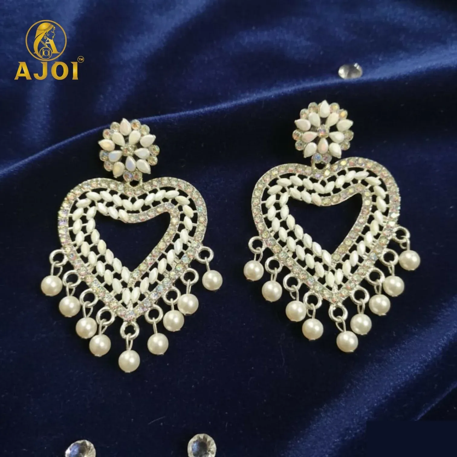 Heart-Shaped Pearl Drop Earrings For Women And Girls - Detailed Feature View 2