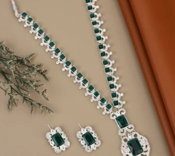 Brilliant Silver-Tone All-Crystal Drop Necklace Set