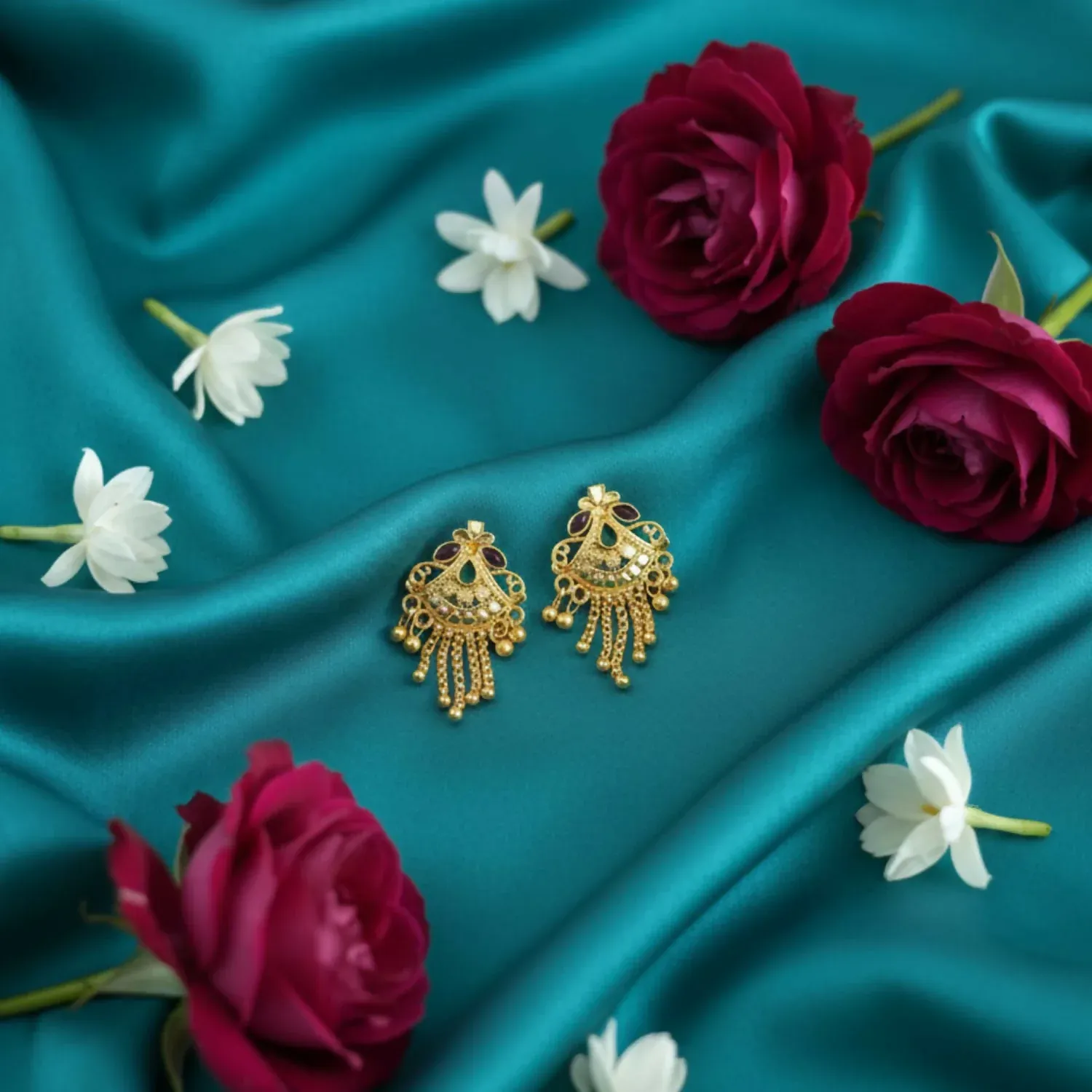 Premium 5 Line Side Latkan Golden Earrings with Mina for Women & Girls – Fancy Jewellery Gift - Buy Online at Alikart