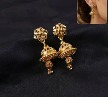 Premium Gold-Finish Jhumka Earrings – Traditional Charm with a Modern Twist