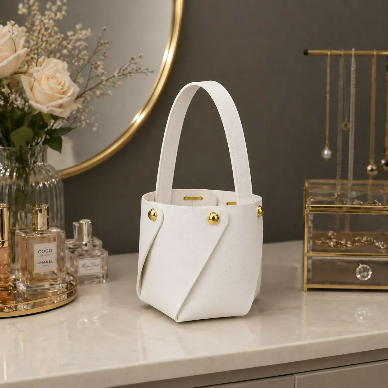 Premium Mini Handheld Storage Basket – Elegant & Compact Organizer - Buy Online at Alikart