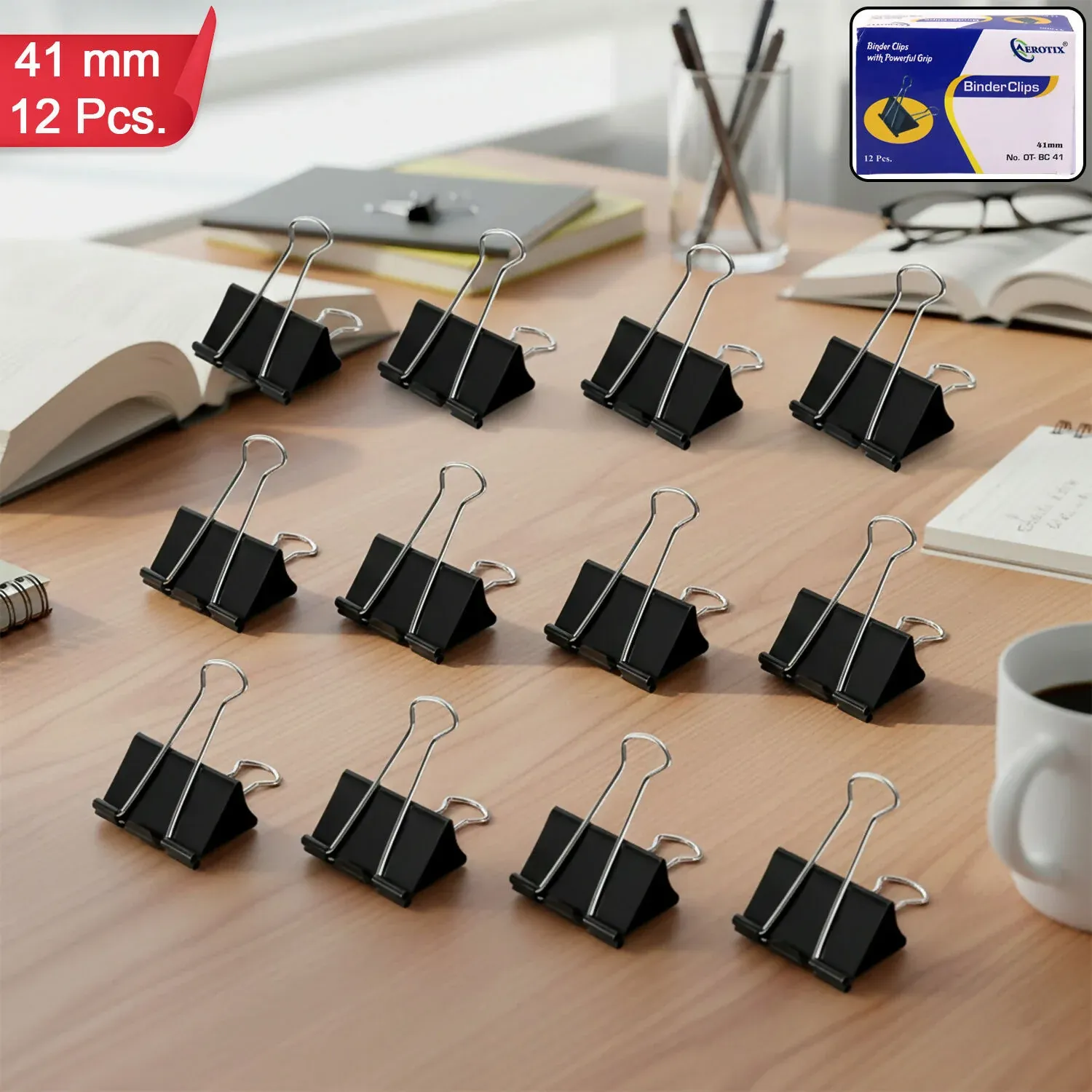 Premium Heavy Duty Binder Clips Set - Strong Grip, 41mm, 12 Pieces - Buy Online at Alikart