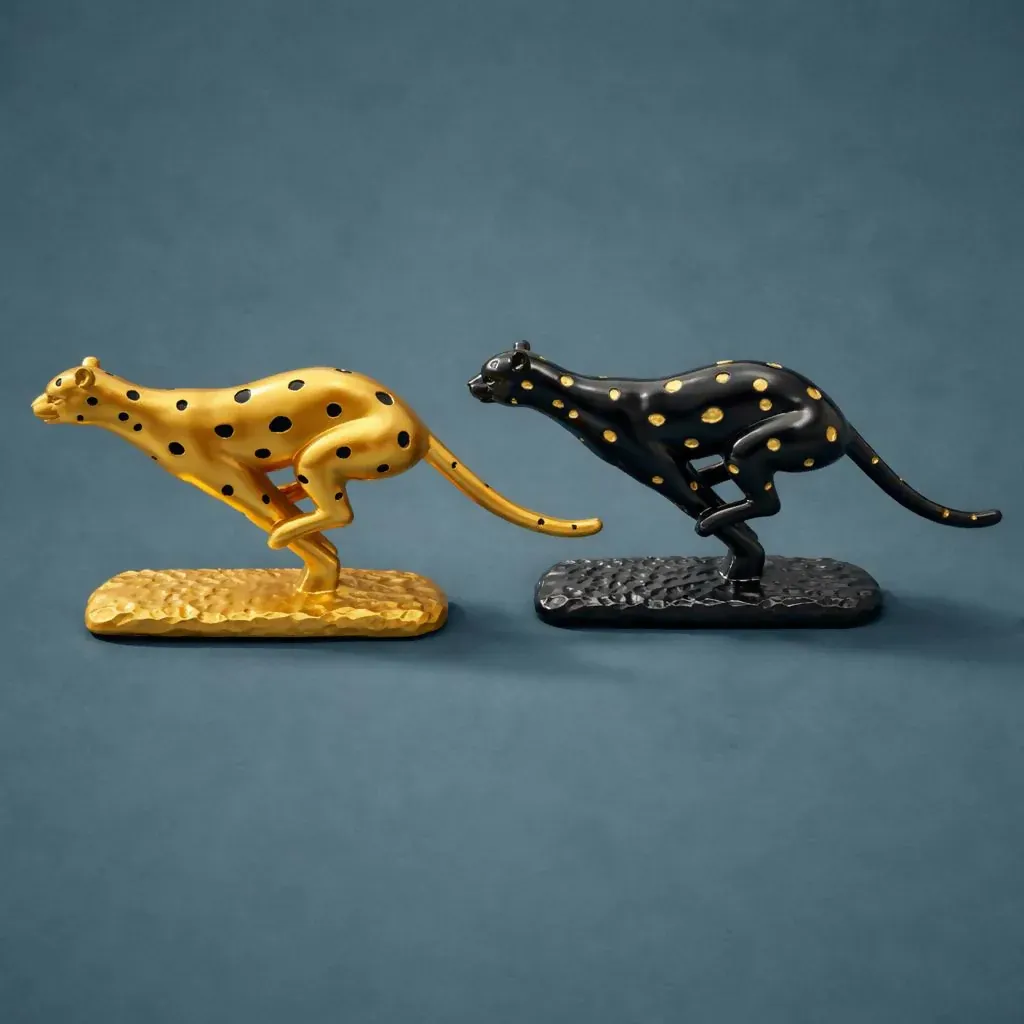 Running Leopard Showpiece Statue - Elegant Home & Office Decor - Detailed Feature View 4