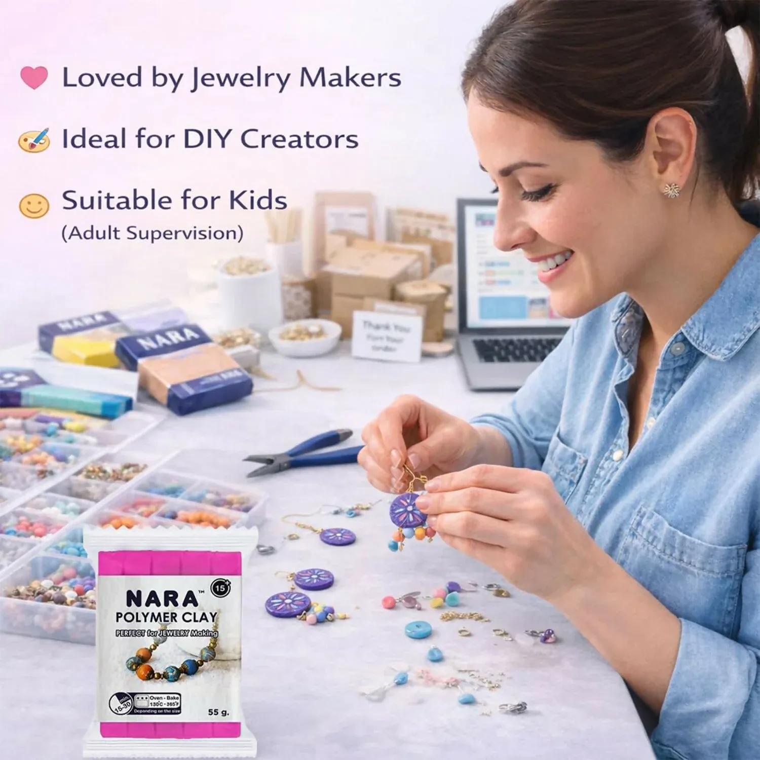 NARA Polymer Clay Color Kit – 40 Pcs for Jewelry & Crafts - Detailed Feature View 8