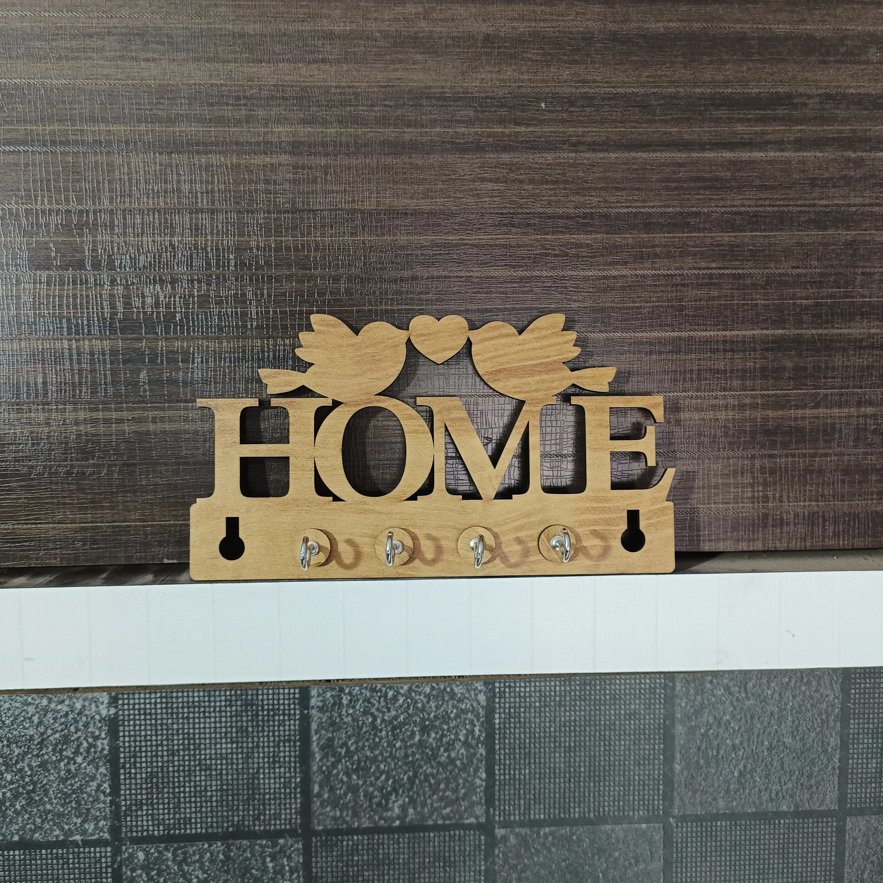 Wooden Key Holder for Wall with Birds – Decorative MDF Key Organizer - Detailed Feature View 4