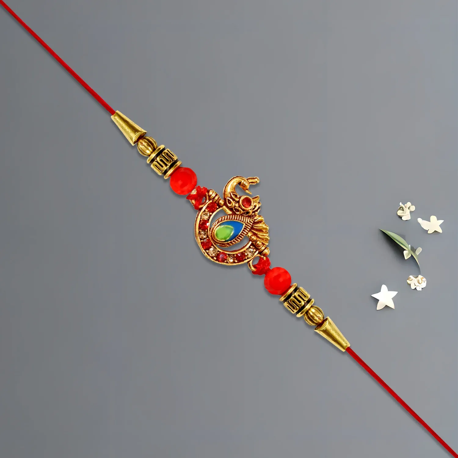 Stone-Studded Rakhi Thread – Elegant & Comfortable (1 Pc) - Detailed Feature View 2