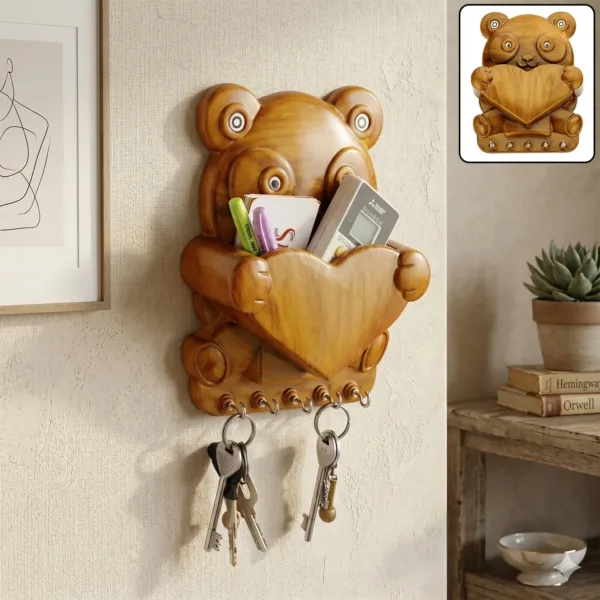 Key Holder – Cute Panda Wall Mount with Storage Pocket