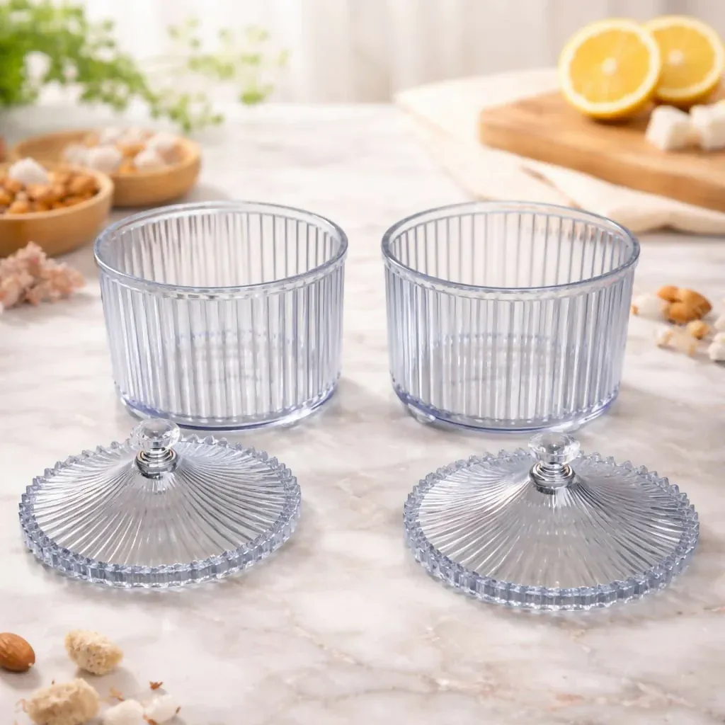 Diamond Crystal Cut 500ml Dry Fruit Jar Set of 2 with Airtight Royal Lid - Detailed Feature View 3