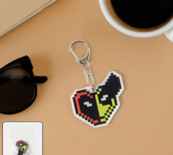 Pixel Style Acrylic Cartoon Keychain with Funky Retro Design