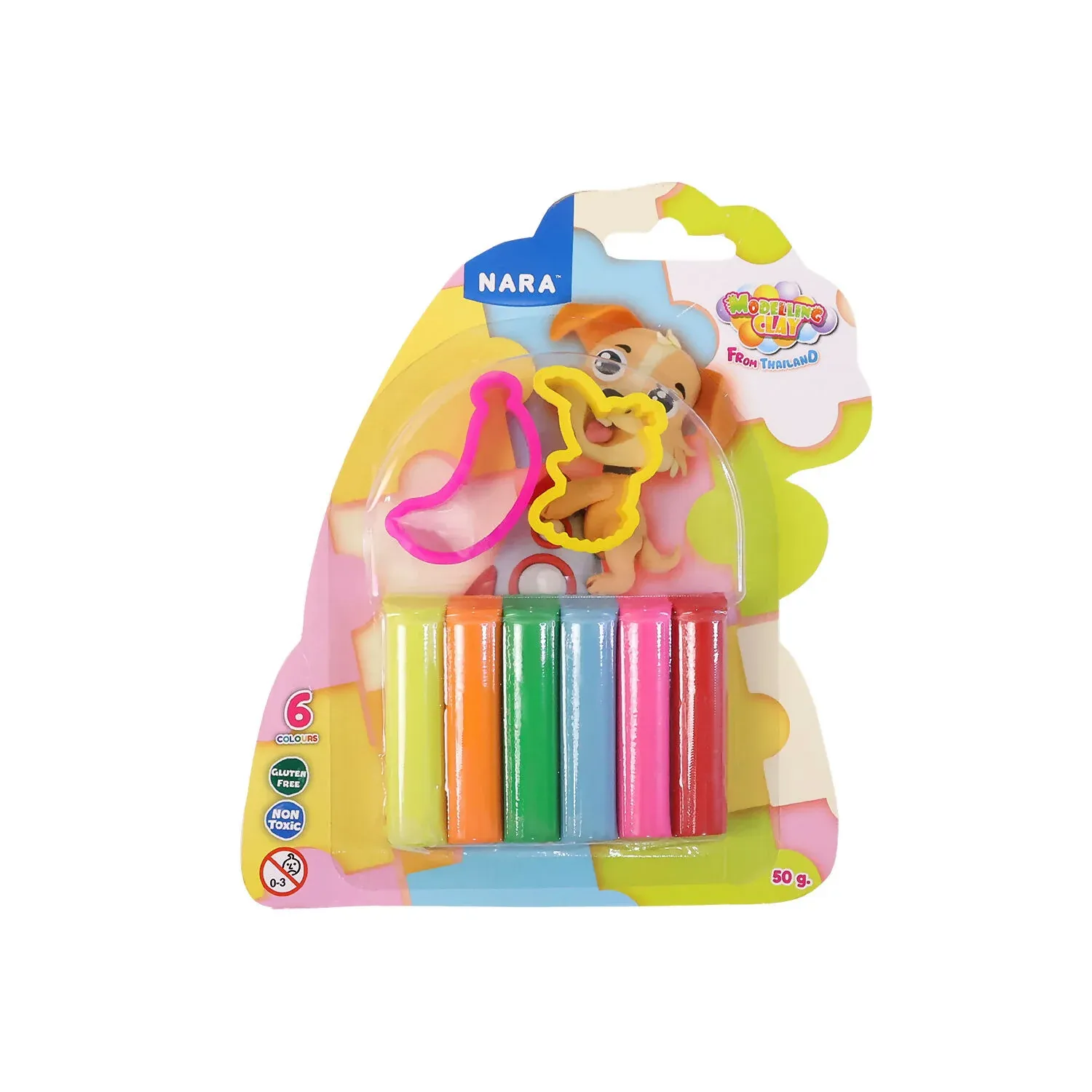 NARA 6 Color Modelling Clay Set with Shape Cutters – Kids DIY Creative Play Dough Kit (50 Gm) - Detailed Feature View 4