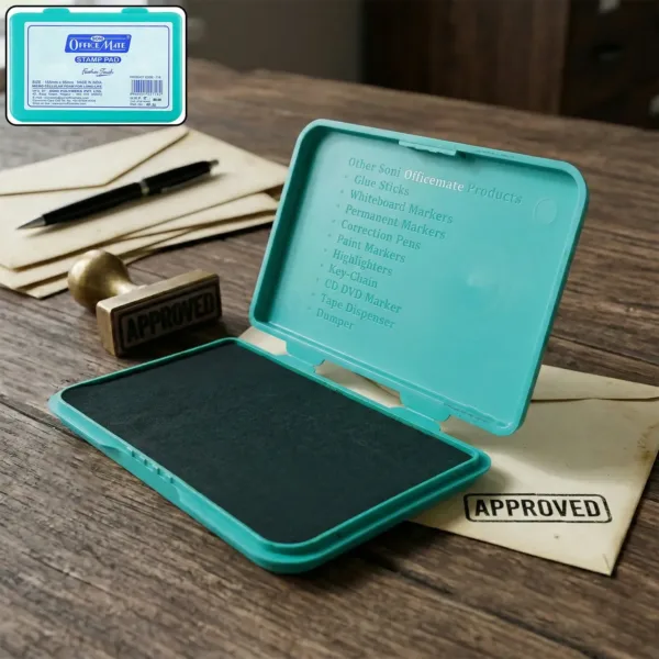 OfficeMate Green Feather Touch Stamp Pad for Office And School Use (155×95 mm)