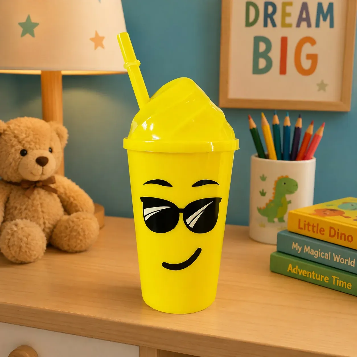Emoji Sipper Cup – Kids Drinkware with Spill-Proof Lid - Detailed Feature View 1