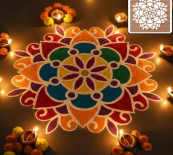 Mandala Flower Rangoli MDF Design | Reusable Rangoli Stencil