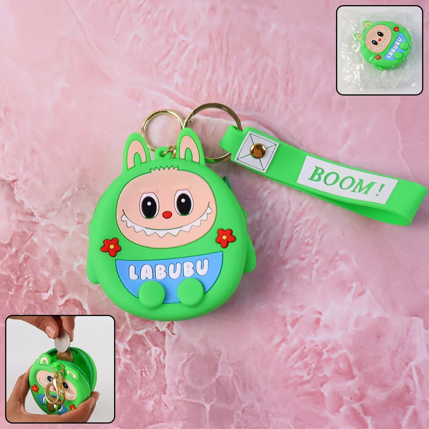 Premium Cute Cartoon Character Coin Pouch with Keychain & Wrist Strap - Buy Online at Alikart