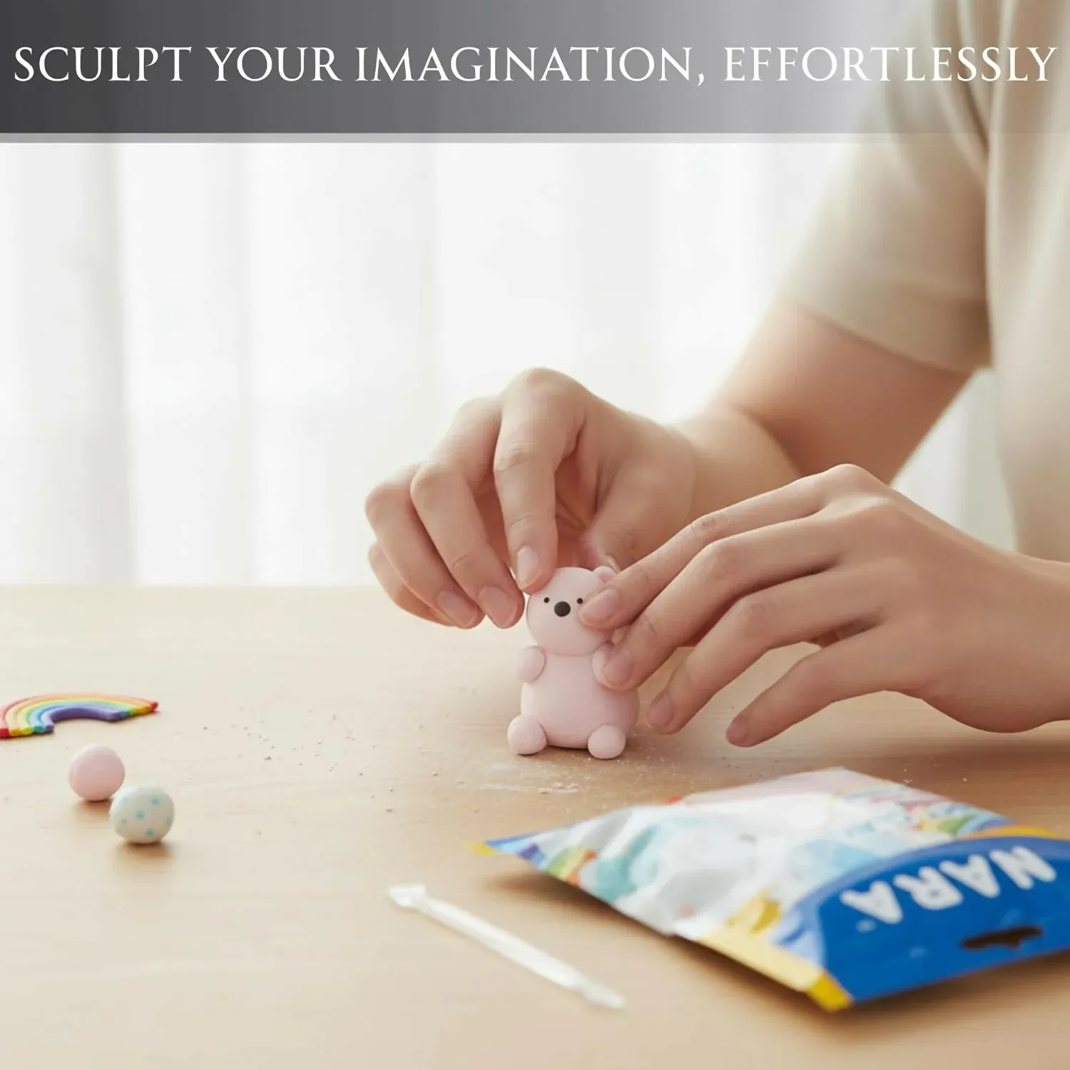 NARA Air Dry Light Clay for Kids Creative Sculpting and DIY Craft Activity - Detailed Feature View 2