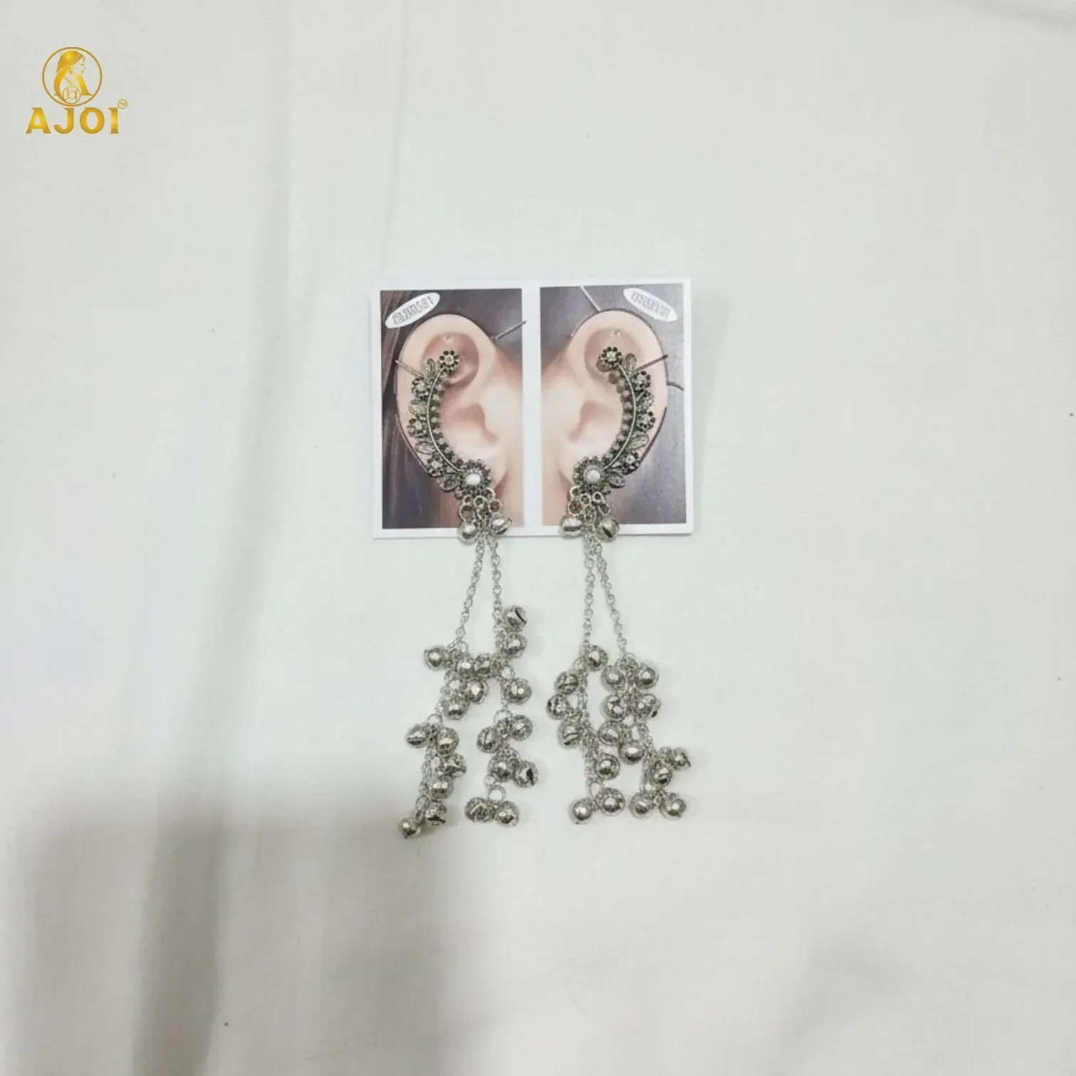 Kasmiri Silver Oxidised Chandbali Jhumka Earrings with Ghungroo Dangles - Detailed Feature View 6