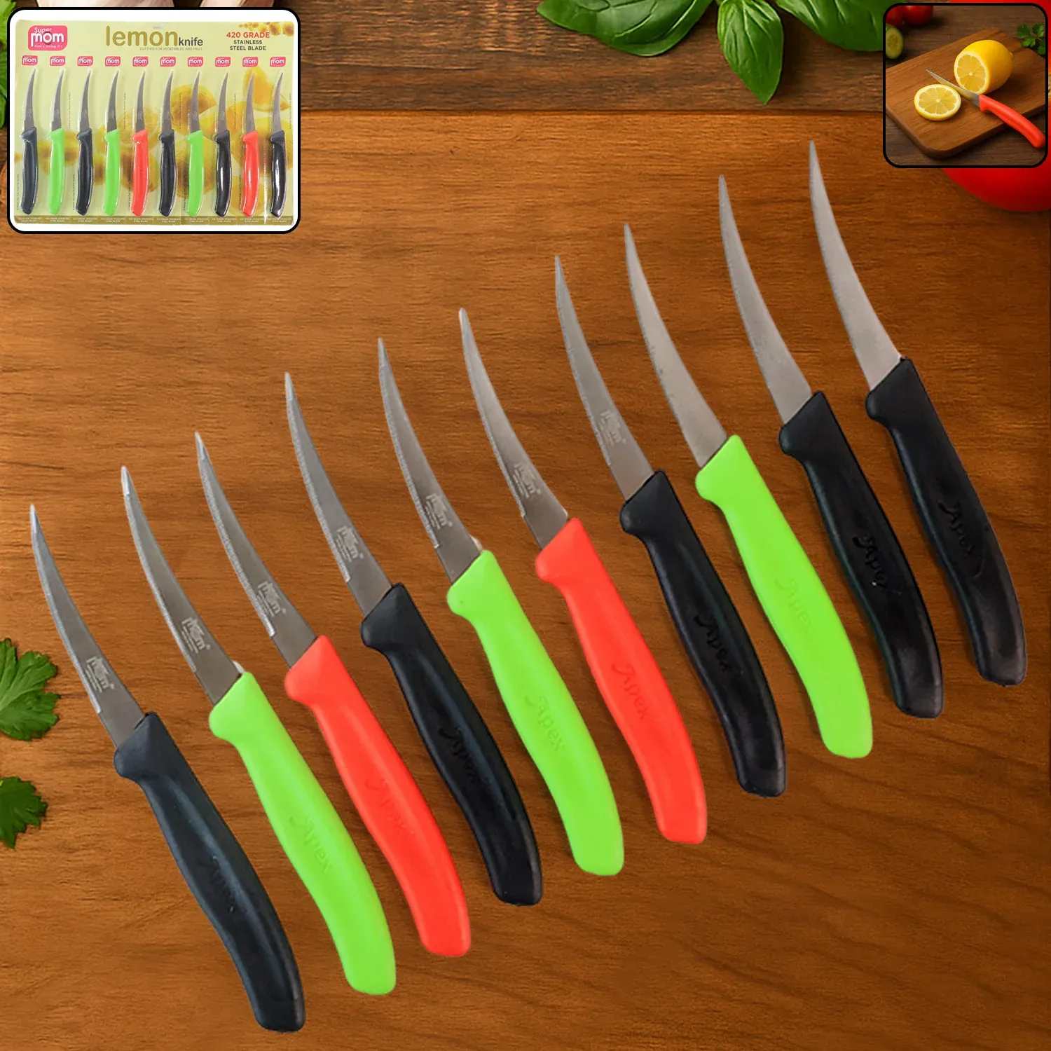 Premium Lemon Knife Set – 10 Pc Stainless Steel Kitchen Cutting Knives - Buy Online at Alikart