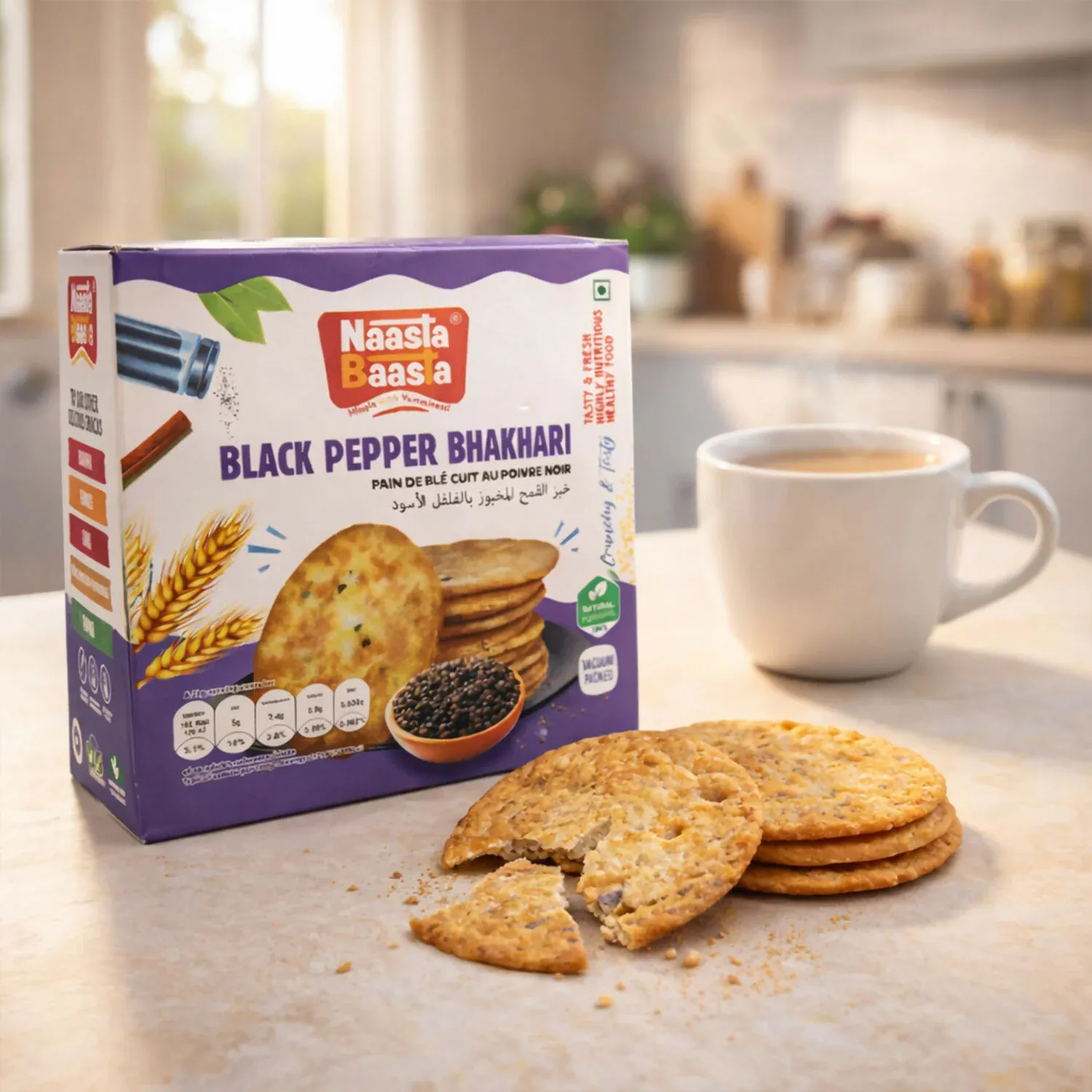 Premium Naasta Baasta Black Pepper Bhakhari – Crispy & Spicy Ready to Eat Millet Snack (200 Gm) - Buy Online at Alikart