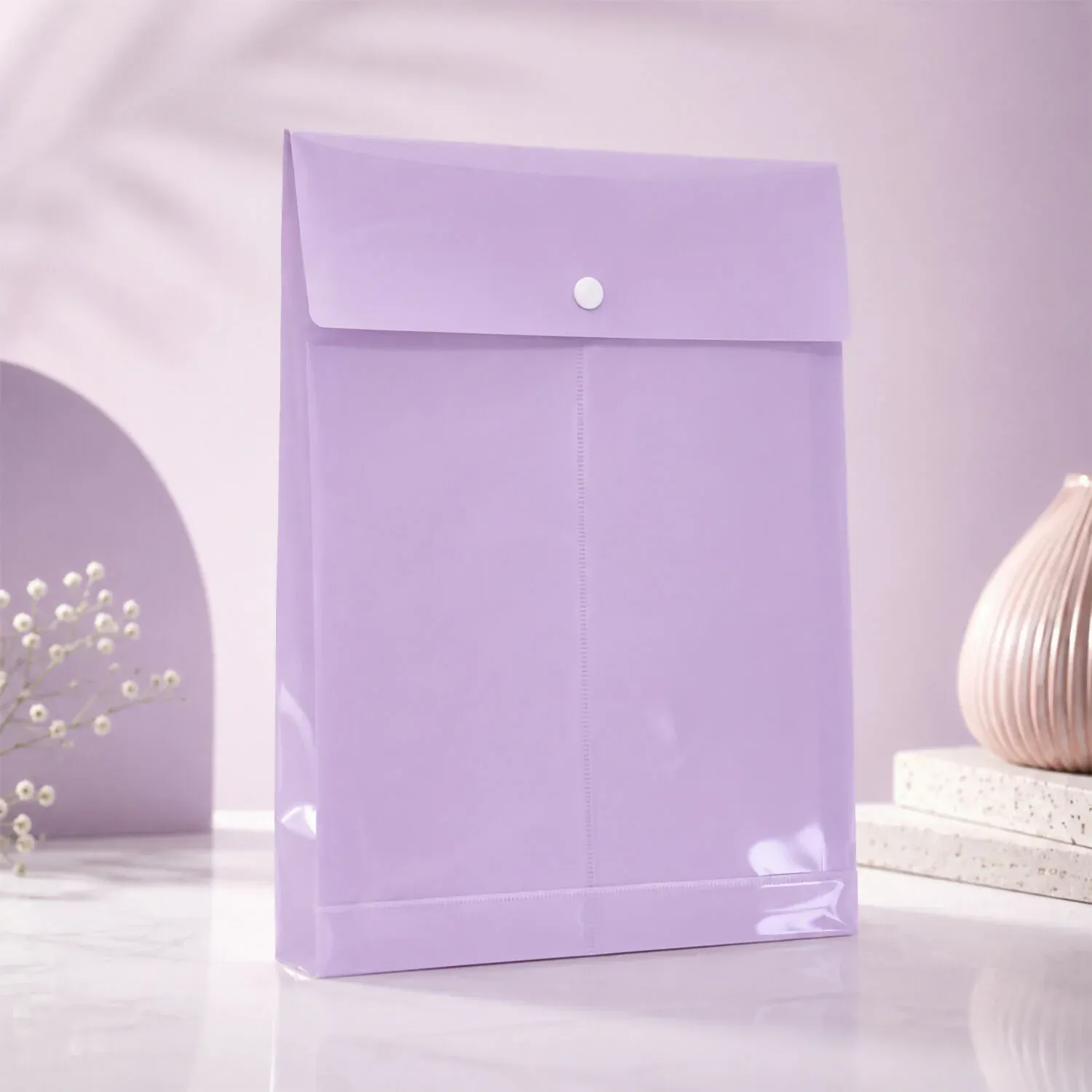 Pastel A4 Vertical Document Folder with Button Closure - Mix Colour - Detailed Feature View 3