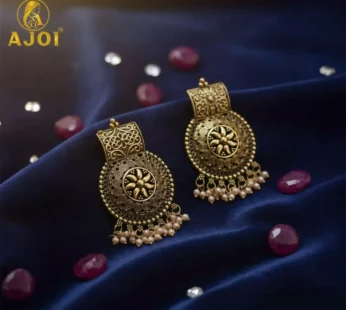 Royal Marwadi Traditional Sun-Motif Earrings with Pearl Jhalar.