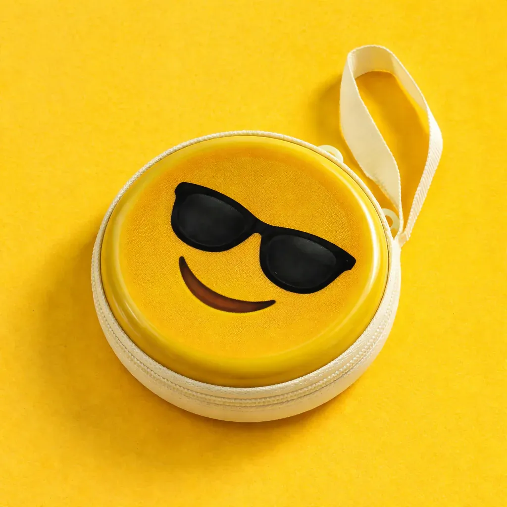 Premium Emoji Print Round Coin Pouch with Zipper & Wrist Strap - Buy Online at Alikart