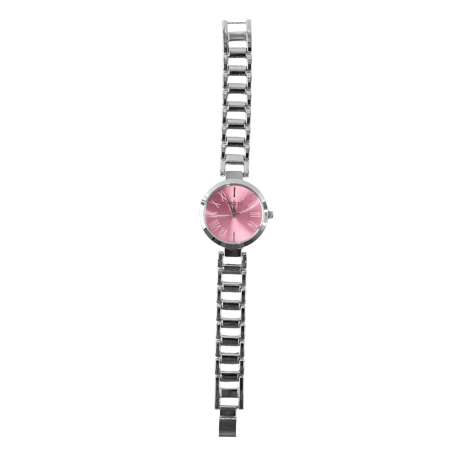Luxury Pink Dial Women’s Silver Bracelet Analog Watch with Elegant Designer Chain Strap - Detailed Feature View 4