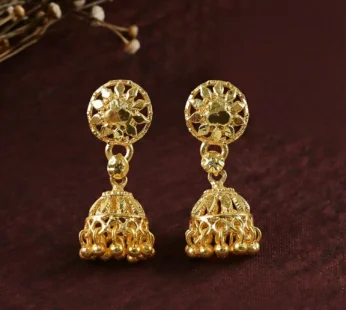 Gold Plated Floral Jhumka Earrings for Women – Traditional Festive Jewelry