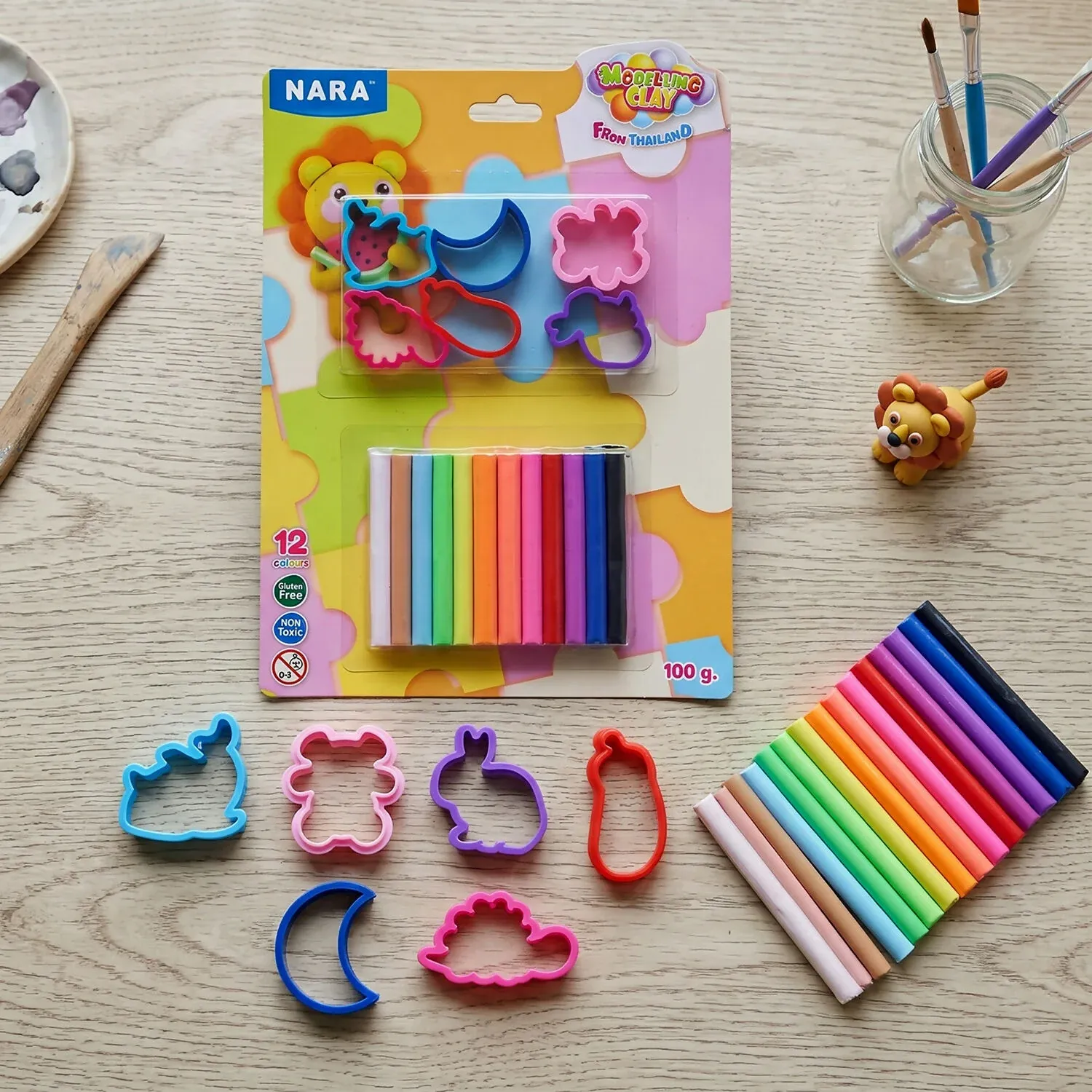 Nara Kids Colourful Modelling Clay Set with Shape Cutters & DIY Creative Play Kit 100 Gm - Detailed Feature View 3