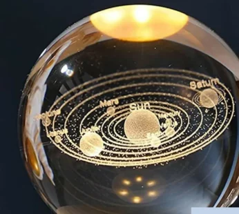3D Solar System Crystal Ball LED Night Lamp with Wooden Base