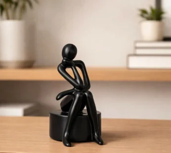 Abstract Thinking Man poly-resin Sculpture Modern Black Showpiece for Home Decor