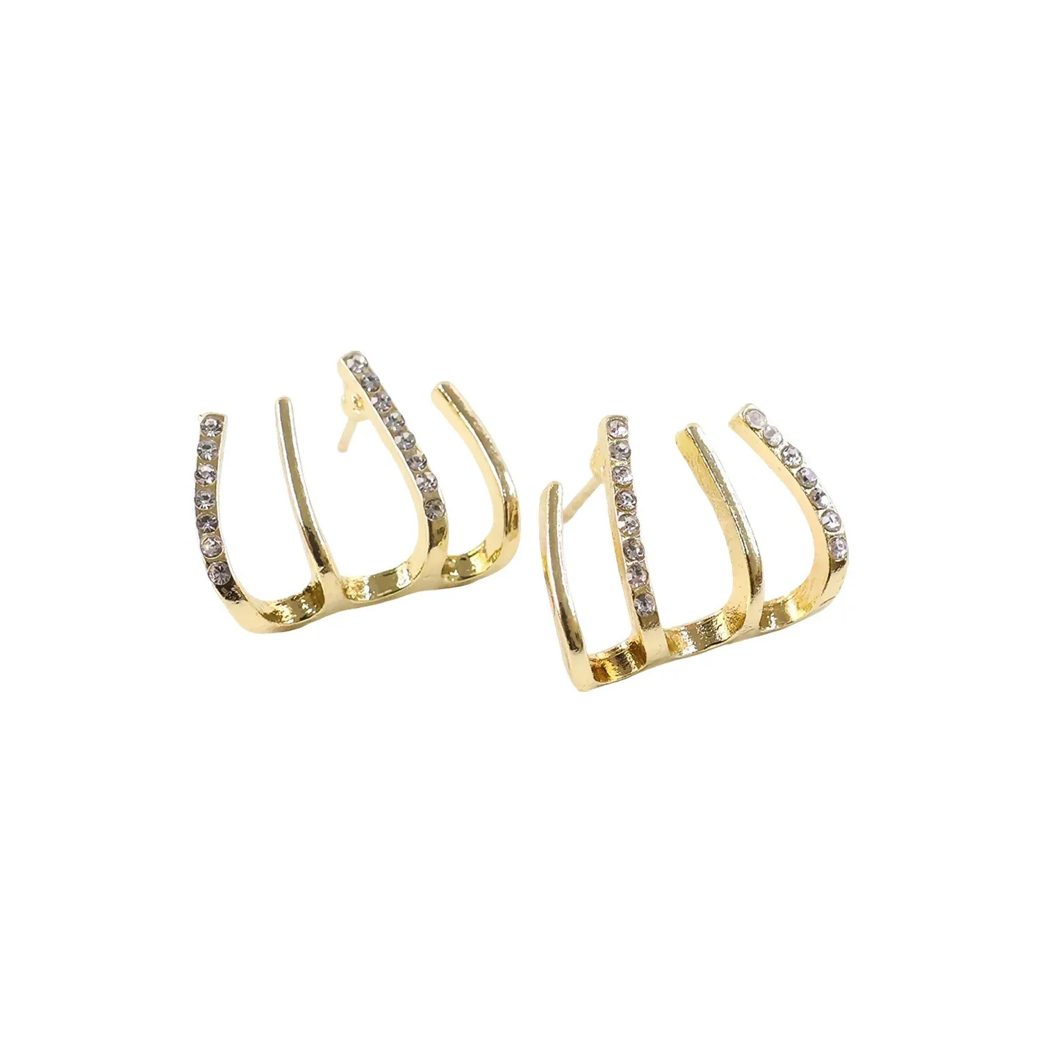 Gold Finish Multi Loop Stone Studded Designer Earrings for Women - Detailed Feature View 4