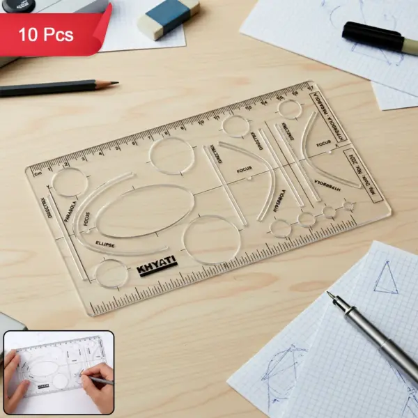 Mathematical Drawing Template Ruler Set – 10 Precision Pieces
