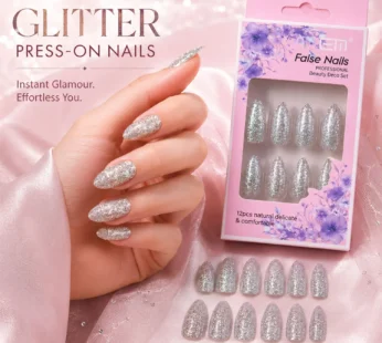 Glitter Press-On False Nails – Reusable Glossy Mix Designs