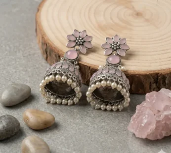 Treanding Fancy Dimond Earring For Girl And Women pink colour Traditional Pearl Drop Ethnic Earrings