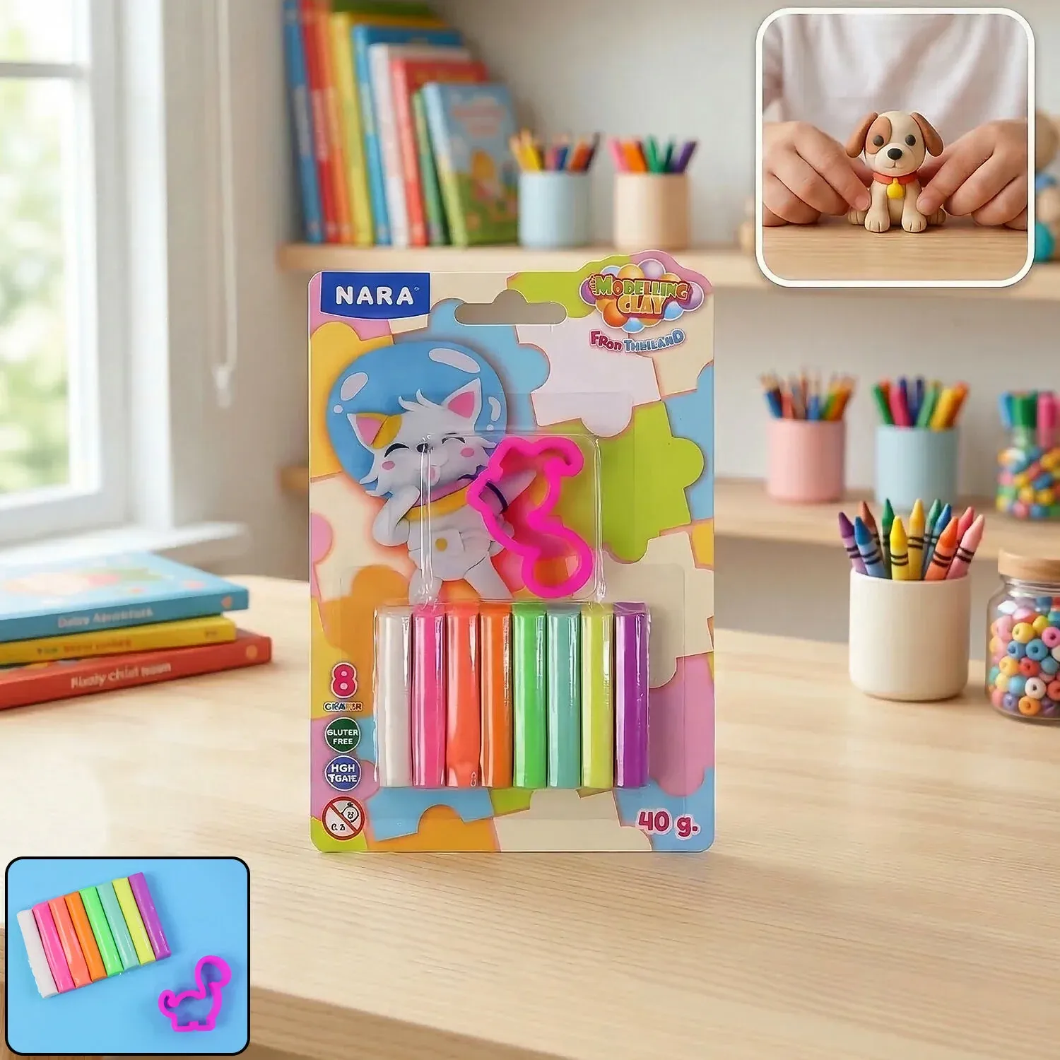 Premium Nara 8-Color Modelling Clay Set with Cutter – 40g Creative Play Dough Kit - Buy Online at Alikart