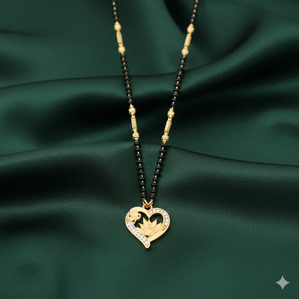 Premium Gold-Plated Heart & Floral Mangal sutra with AD For women - Buy Online at Alikart