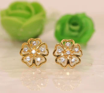Gold-Plated AD Flower Stud Earrings for women & girls