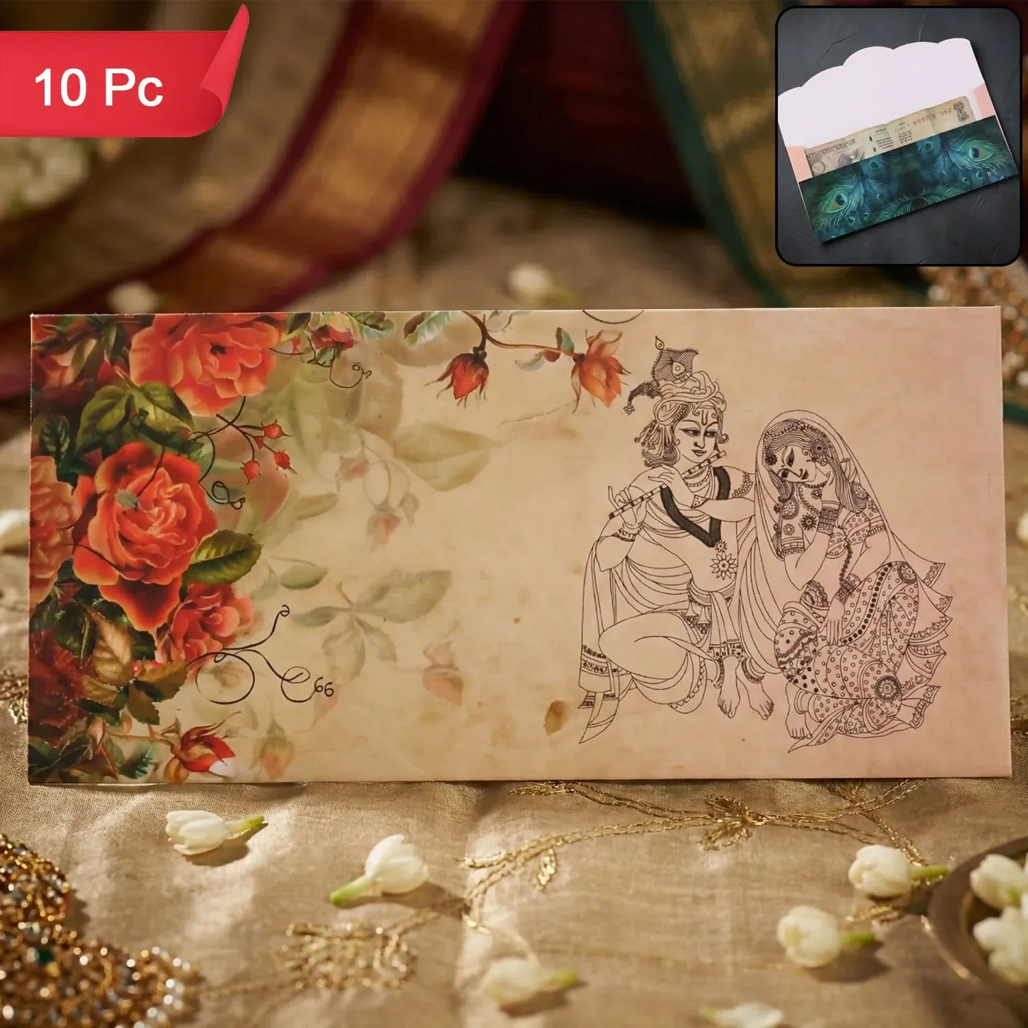 Premium Designer A4 Size Money Gift Envelopes with Peacock Feather & Floral Patterns for Wedding, Festive & Cash Gifting – Pack of 10 - Buy Online at Alikart