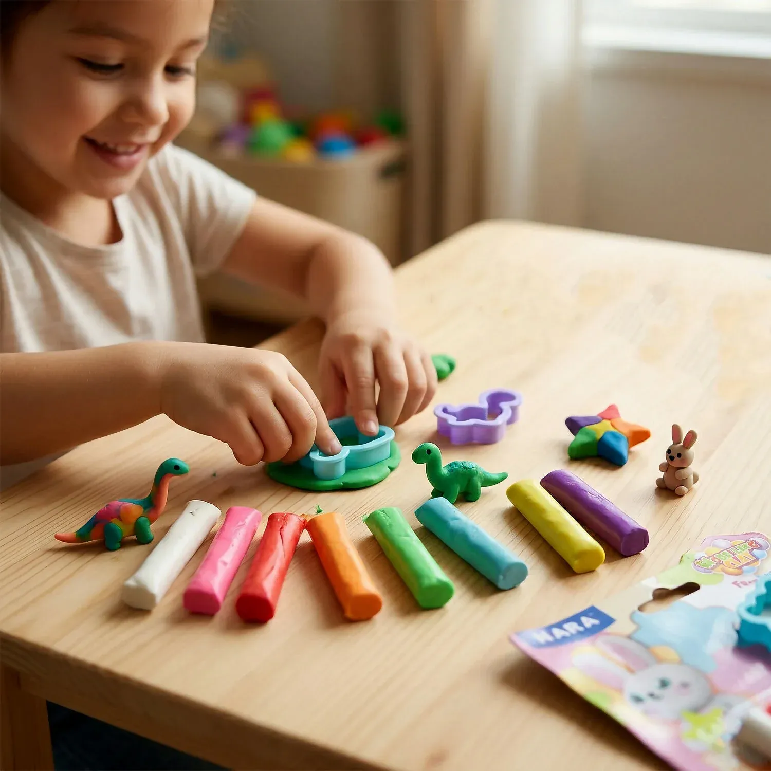 NARA 8 Color Modelling Clay Set with Shape Cutters – Kids Creative DIY Play Dough Kit (90 Gm) - Detailed Feature View 2