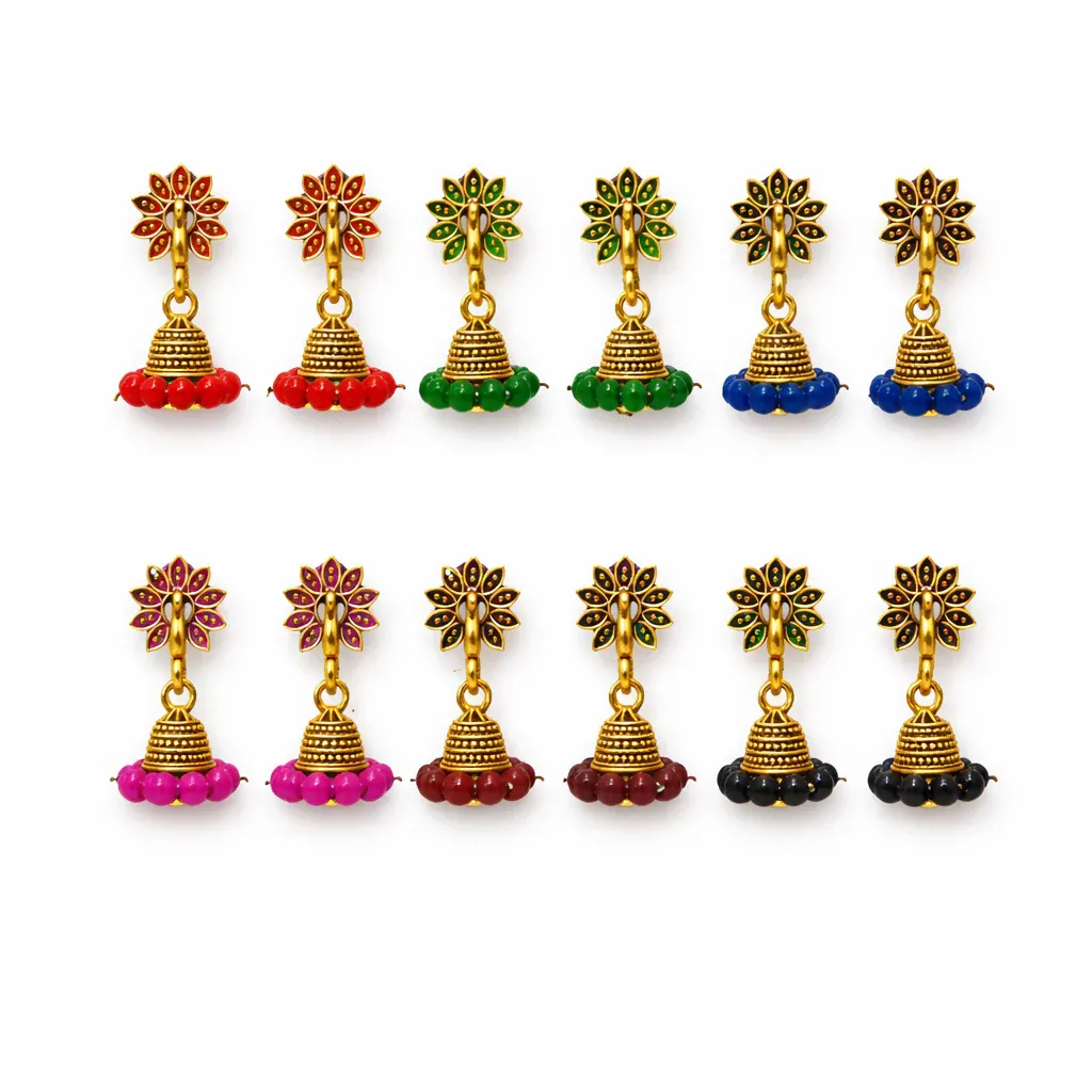 ELEGANT COLOURFULL JHUMKA WITH COMBO OF 6 PAIRS - Detailed Feature View 1