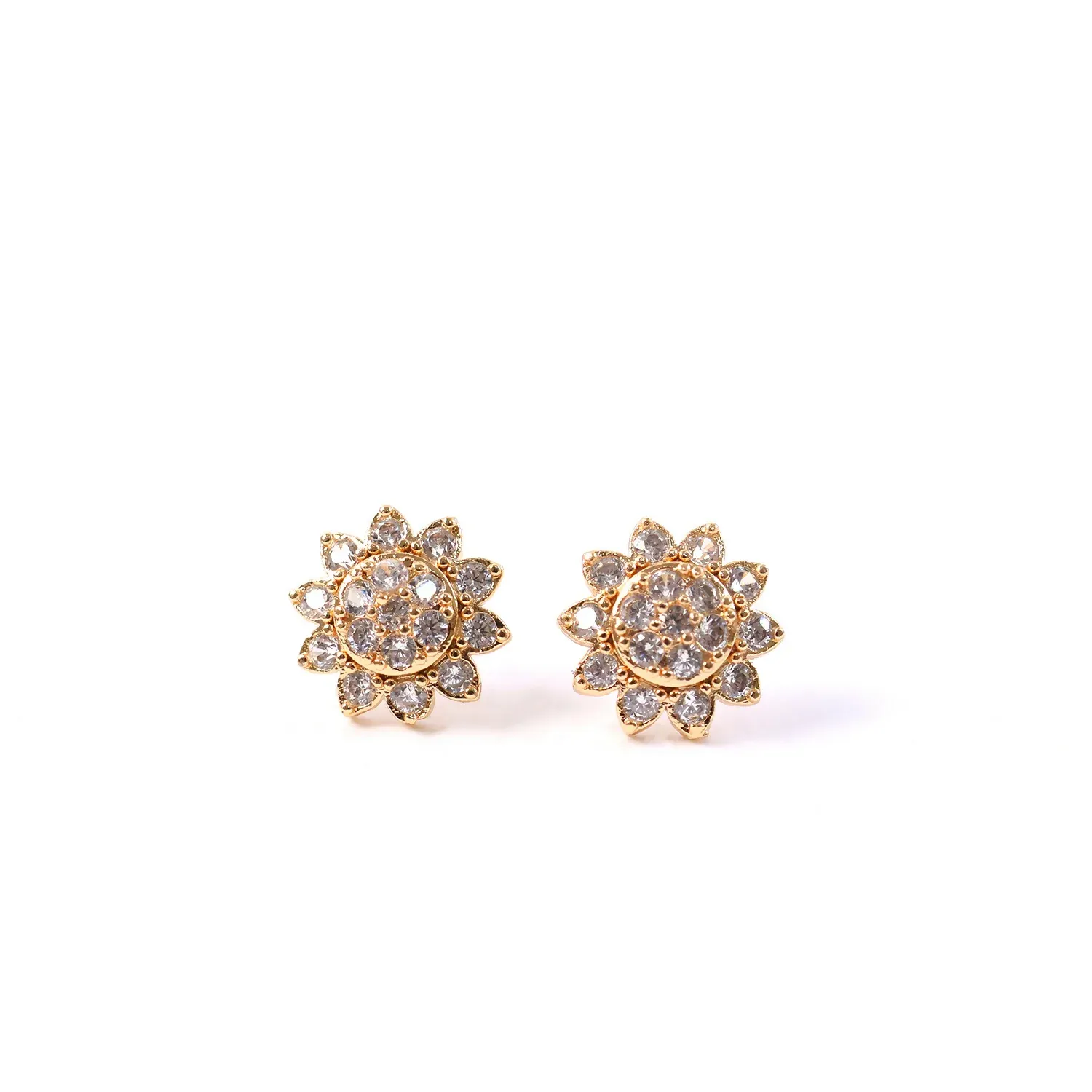 Elegant Floral CZ Stud Earrings with Gold Tone Finish for Daily & Party Wear Women - Detailed Feature View 4