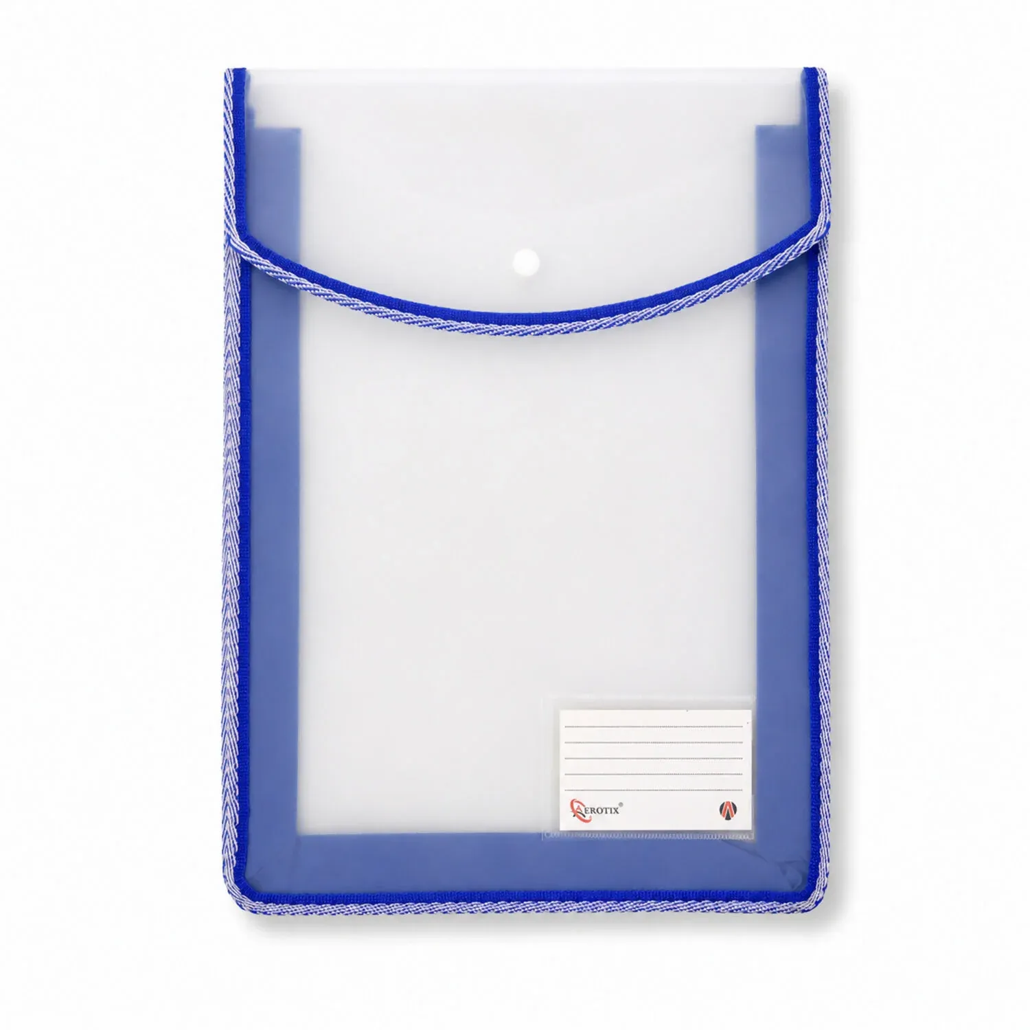 Premium Stitched Border Document Folder A4 Size with Button Lock & Label Holder - Detailed Feature View 5