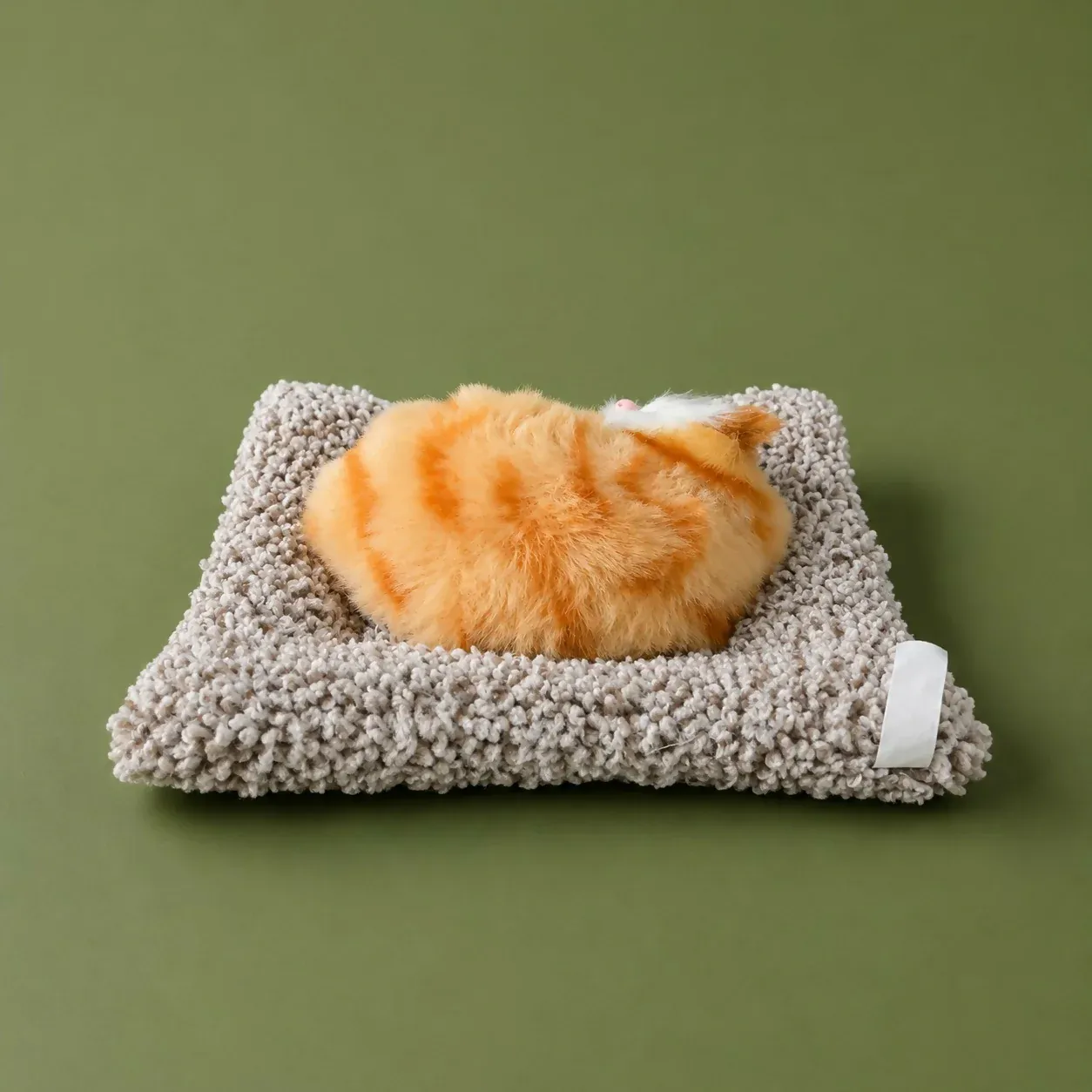 Sleeping Orange Cat Plush Toy with Cushion for Dashboard Decor - Detailed Feature View 4