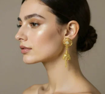 Premium Gold Finish Wheel Style Jhumki with Chain Tassels